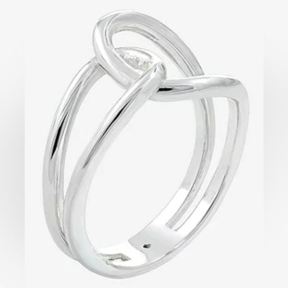 NWOT Sparkle Allure silver over brass crossover band ring - nickel free - Picture 2 of 6